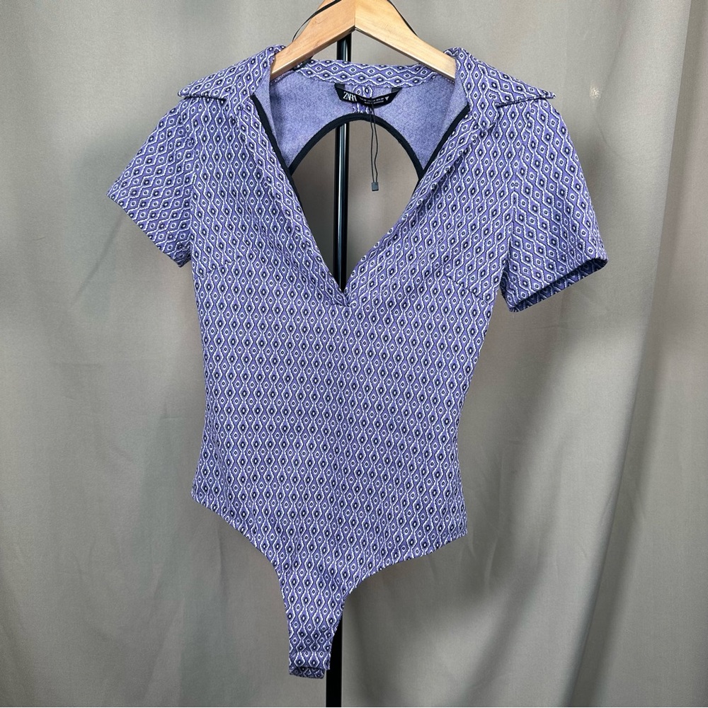 Zara Purple, Grey Printed Open Back Jumpsuit Size XS NWOT